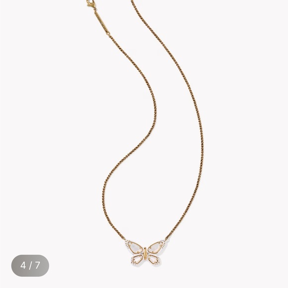 NWT Dolly Parton x Kendra Scott Enamel Butterfly Vintage Gold Pendant Necklace - Picture 3 of 13